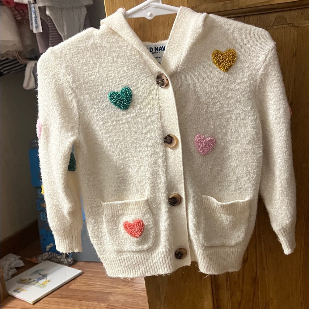Old Navy Cream Cardigan with Heart Details